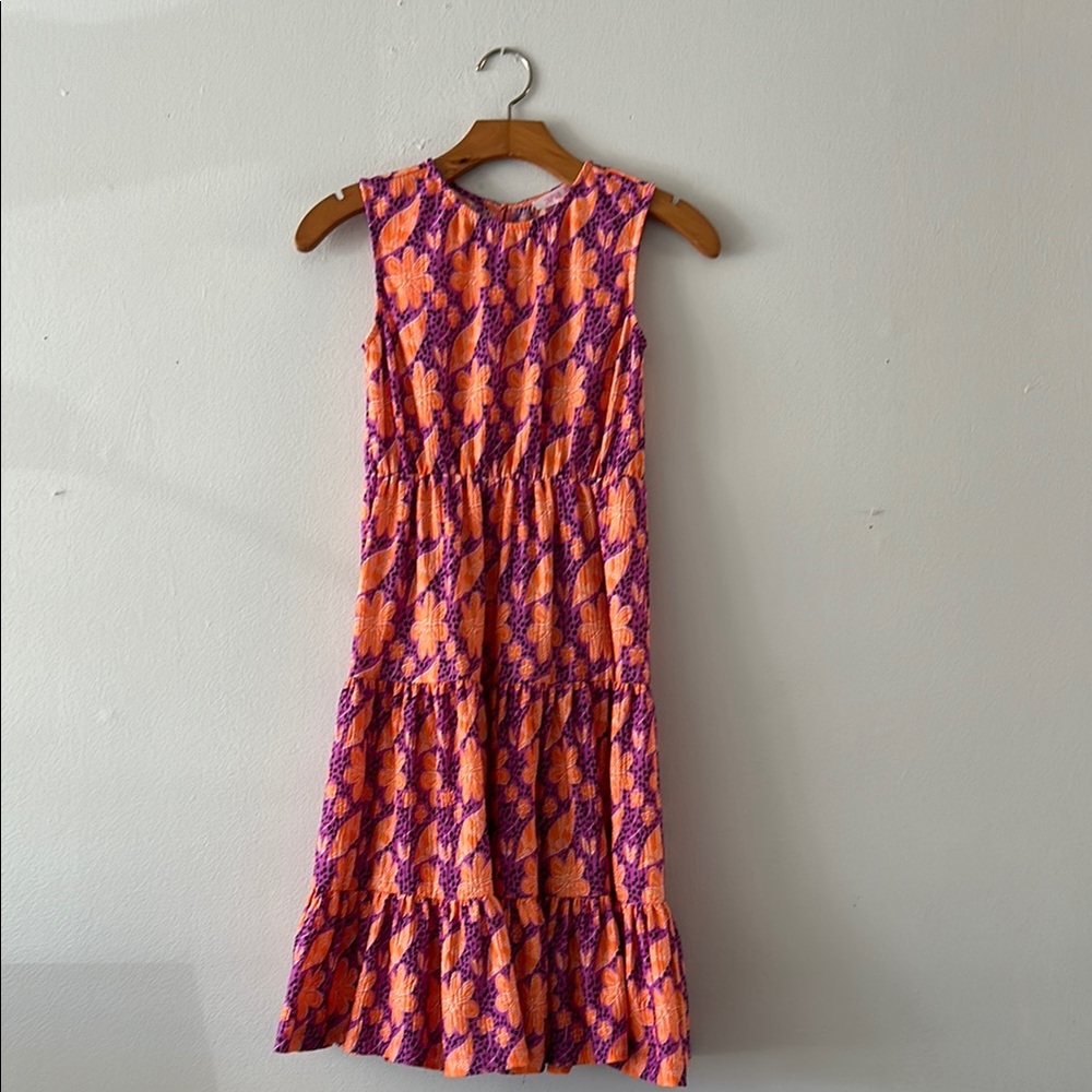 Japna Girls Floral Sleeveless Dress - Open Back - Orange and Purple size 10